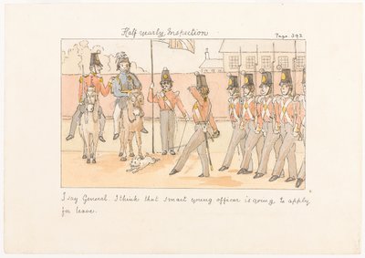 Inspección semestral, de Escenas de la vida en un regimiento de infantería de Unknown artist