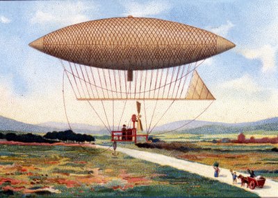 Dirigible de Henry Giffard (1825 - 1882). 1851. cromolitografía de finales del siglo XIX de Unknown artist