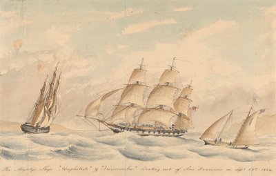 Los buques de Su Majestad "Amphitrite" y "Trincomalee" zarpan de San Francisco el 23 de septiembre de 1854 de Unknown artist