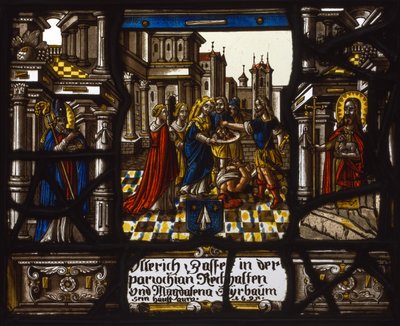 Panel heráldico con la decapitación de San Juan Bautista de Unknown artist