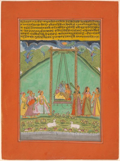 Hindol Raga, página de una Guirnalda de Ragas Musicales (Ragamala) Set de Unknown artist