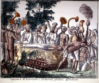Hinduismo: escena de cremación. Colección privada. de Unknown artist
