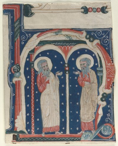 Inicial historiada (H) extraída de un antifonario: SS. Pablo el Ermitaño y Antonio de Unknown artist