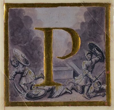 Inicial historiada "P" con Resurrección de un libro de coro de Unknown artist
