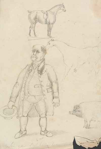 Caballo, hombre y cerdo de Unknown artist