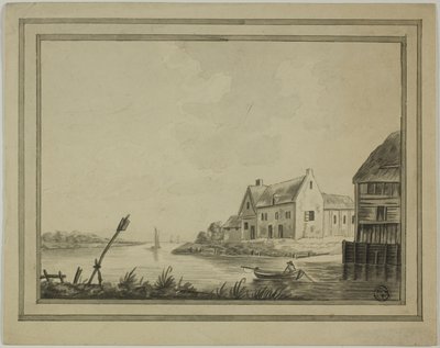 Casas en el río o canal de Unknown artist