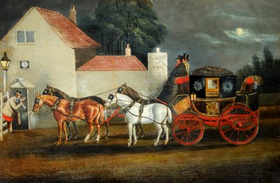 Hull and London Royal Mail Coach, c.1860 (óleo sobre lienzo) de Unknown artist