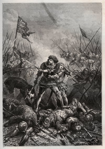 Guerra de los Cien Años: Rey de Francia Juan II el Bueno y su hijo Felipe II de Borgoña (1342-1404), conocido como 