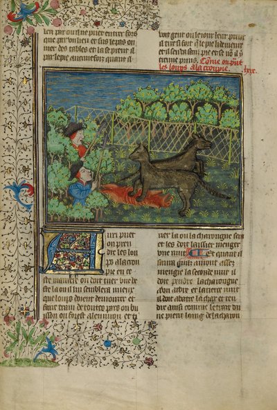 Los cazadores atraen a los lobos con carroña de Unknown artist