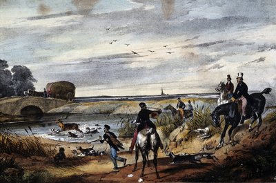 Escena de caza - Grabado anónimo, c. 1850 de Unknown artist
