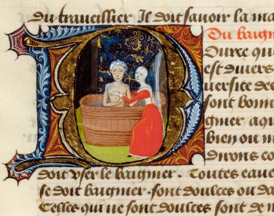 Higiene y beneficios del baño, del Tratado de Medicina de Aldebrando de Florencia, manuscrito de Unknown artist