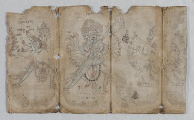 Iconographic Drawings: Chakrashamvara with Vajravarahi, Hevajra with Nairatmya, and Yamantaka (verso) de Unknown artist