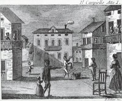 Il Campiello Acto I - Carlo Goldoni (1707-1793) de Unknown artist