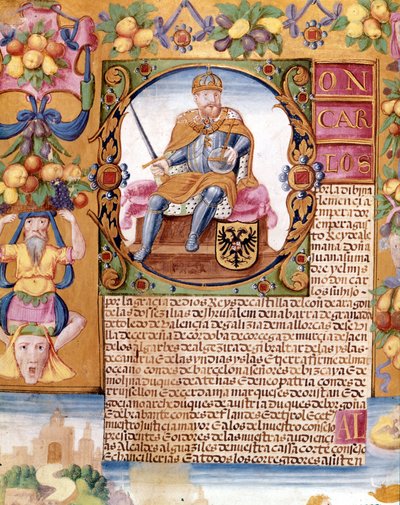 Retrato iluminado del emperador Carlos V (1500 - 1558). (detalle) de Unknown artist