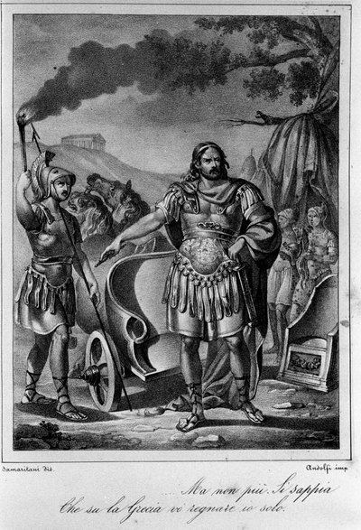 Ilustración para la Escena 1 del Acto IV de “Ajax” (Aiace) del poeta y dramaturgo italiano Ugo Foscolo (1778-1827) siglo XIX de Unknown artist