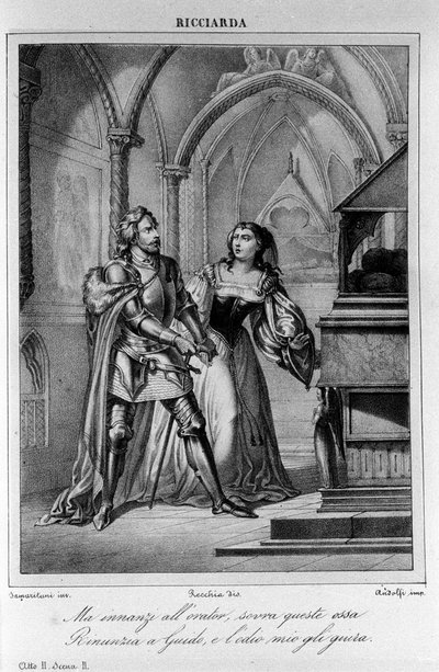 Ilustración para la Escena 2 del Acto II de “Ricciarda” de Ugo Foscolo (1778-1827) siglo XIX de Unknown artist