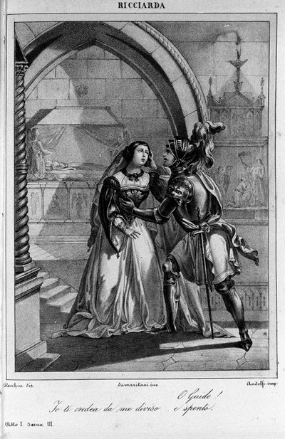 Ilustración para la Escena 3 del Acto I de “Ricciarda” de Ugo Foscolo (1778-1827) siglo XIX de Unknown artist
