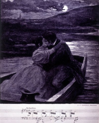 Ilustración para el Beau Danube Bleu de Johann Strauss (1825-1899), director y compositor austriaco. de Unknown artist