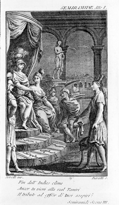 Ilustración de Sémiramis, ópera de Antonio Salieri (1750-1825). Libreto de Pierre Metastase (o Pietro Metastasio). Acto I, escena III de Unknown artist