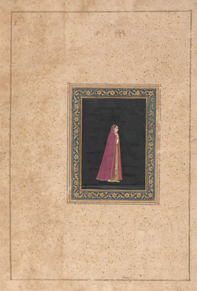 Mujer india con vestido rojo y dorado de Unknown artist