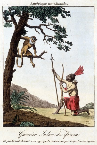 Guerrero indio de Perú (Inca) - grabado de Unknown artist