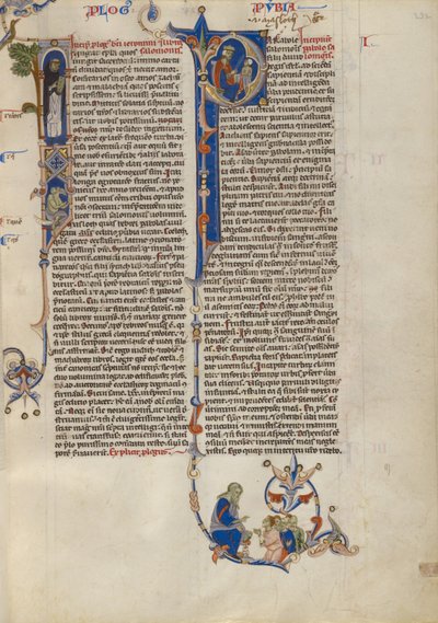 Inicial I: fraile dominico con un libro; Inicial P: Salomón instruyendo a un alumno con una vara. de Unknown artist