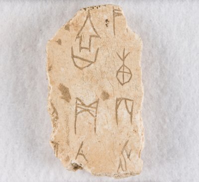 Fragmento de hueso inscrito ("hueso oracular") de Unknown artist