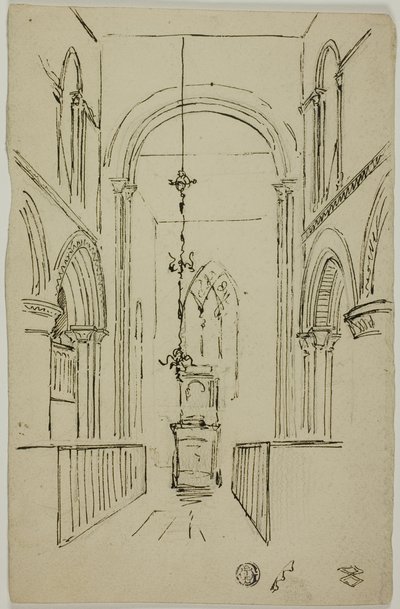 Interior de una Catedral de Unknown artist