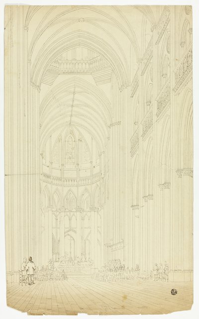 Interior de una catedral gótica de Unknown artist
