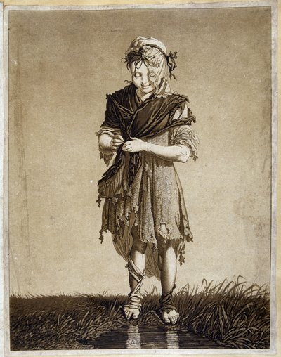 Chica irlandesa - grabado de Unknown artist