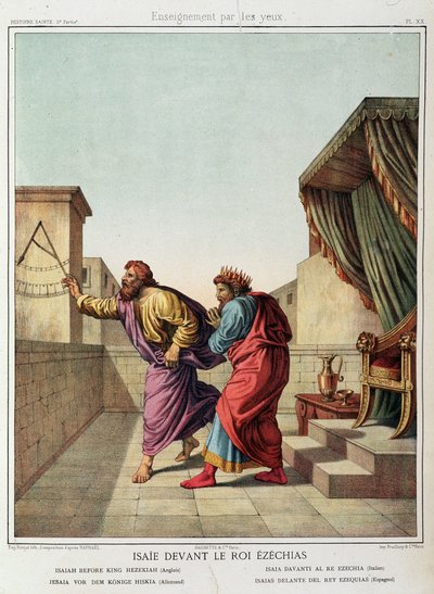 Isaías ante el rey Ezequías en “Historia Sagrada”, ed. Hachette de Unknown artist