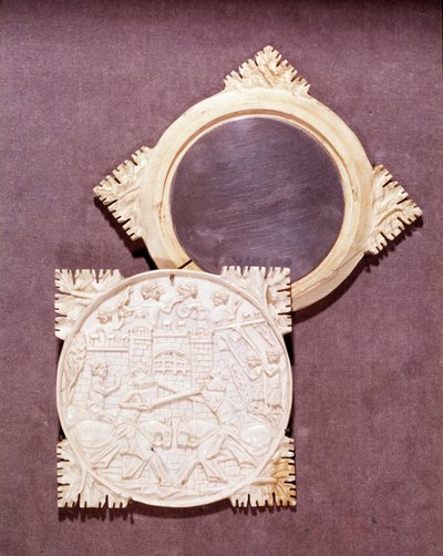 Espejo de marfil y caja que representan una escena de torneo de caballería. 1450-1500. París, Museo Nacional de la Edad Media, Termas de Cluny de Unknown artist