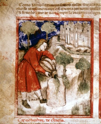 Jacob. Página de un manuscrito del Pentateuco. Siglo XIV. de Unknown artist