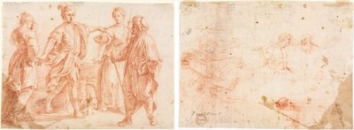 Jacob y Labán con Raquel y Lea (recto) Boceto de Dos Hombres y Otras Figuras Varias (verso) de Unknown artist