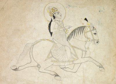 Jai Singh III de Jaipur (r. 1818-1835) montando de Unknown artist