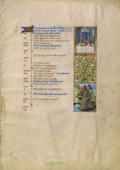 Página del calendario de enero; Festines; Acuario de Unknown artist