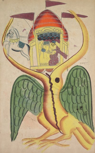Jatayu Hinders Ravana’s Chariot, Trying to Prevent the Abduction of Sita (recto) de Unknown artist