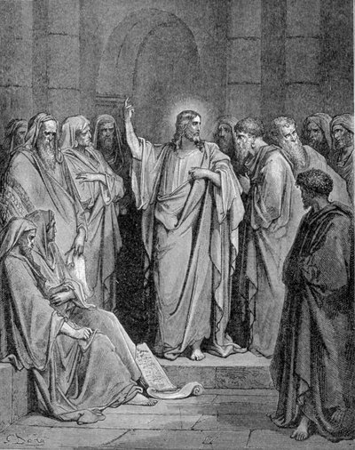 Jesucristo en la sinagoga. Según el Evangelio según San Lucas. de Unknown artist