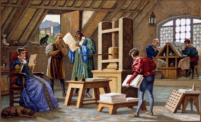 Johannes Gensfleisch Gutenberg (1400-1468), inventor de la imprenta (1438). Cromolitografía del siglo XIX. de Unknown artist