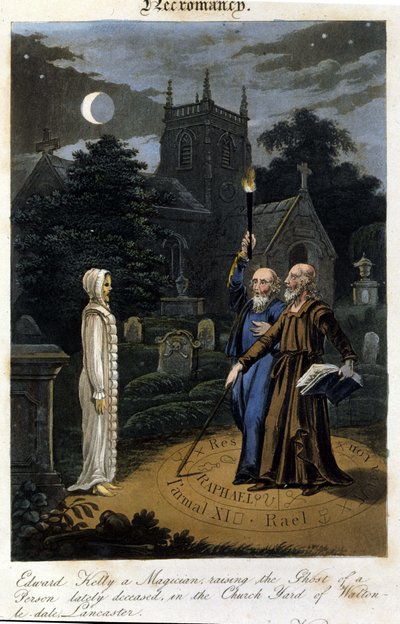 John Dee y Edward Kelly invocan un espíritu. 1825. Bibl. Morando, Milán de Unknown artist
