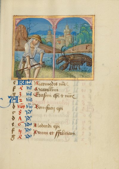 Página del calendario de junio; Siega; Cáncer de Unknown artist