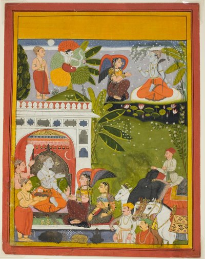Kama dispara una flecha de amor a Shiva, desde una copia de la Canción de Gauri (Gita-Gauri) de Unknown artist