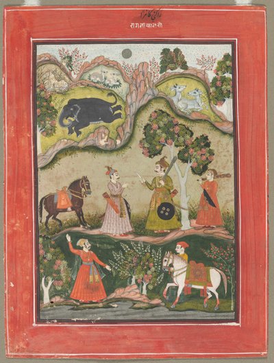 Kanhara Ragini: Song of Inspiration to Krishna for Killing the Elephant Demon, from the Ragamala Series de Unknown artist