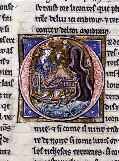 Rey Modreius. Manuscrito: Conquista del Santo Grial, escrito 717 años después de la pasión de nuestro señor. Biblioteca municipal de Rennes, ms. 255 (Colección de novelas de la Mesa Redonda); París de Unknown artist