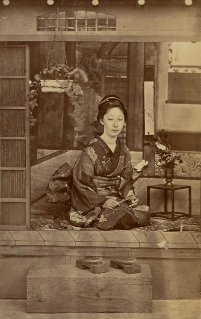 [Mujer japonesa arrodillada] de Unknown artist