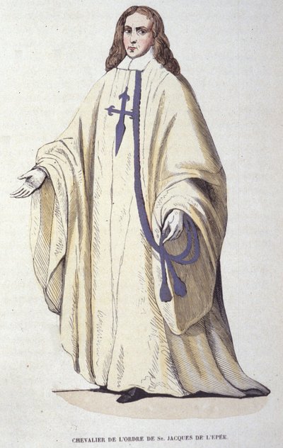 Caballero de la Orden de Santiago de la Espada, orden militar fundada en España en 1170. Grabado del siglo XIX. de Unknown artist