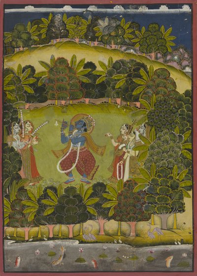 Krishna flauta para las Gopis de Unknown artist