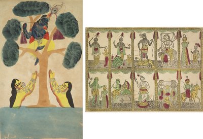 Krishna Steals the Clothes of the Cowgirls (Gopis) (recto); Das Avataras, Ten Incarnations of Vishnu (verso) de Unknown artist