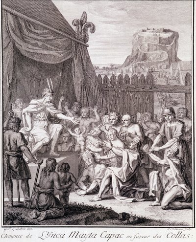 El Inca Mayta Capac en favor de los Collas - en “Viaje histórico de América del Sur hecho por orden del rey de España” por Don Georges Juan y Don Antoine de Ulloa, T.II, ed. Jombert, Librería del Rey, París de Unknown artist