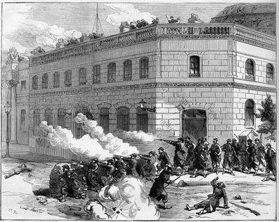 La Comuna de París en 1871. Defensa del Palacio del Elíseo por los Federados (Comuneros). de Unknown artist